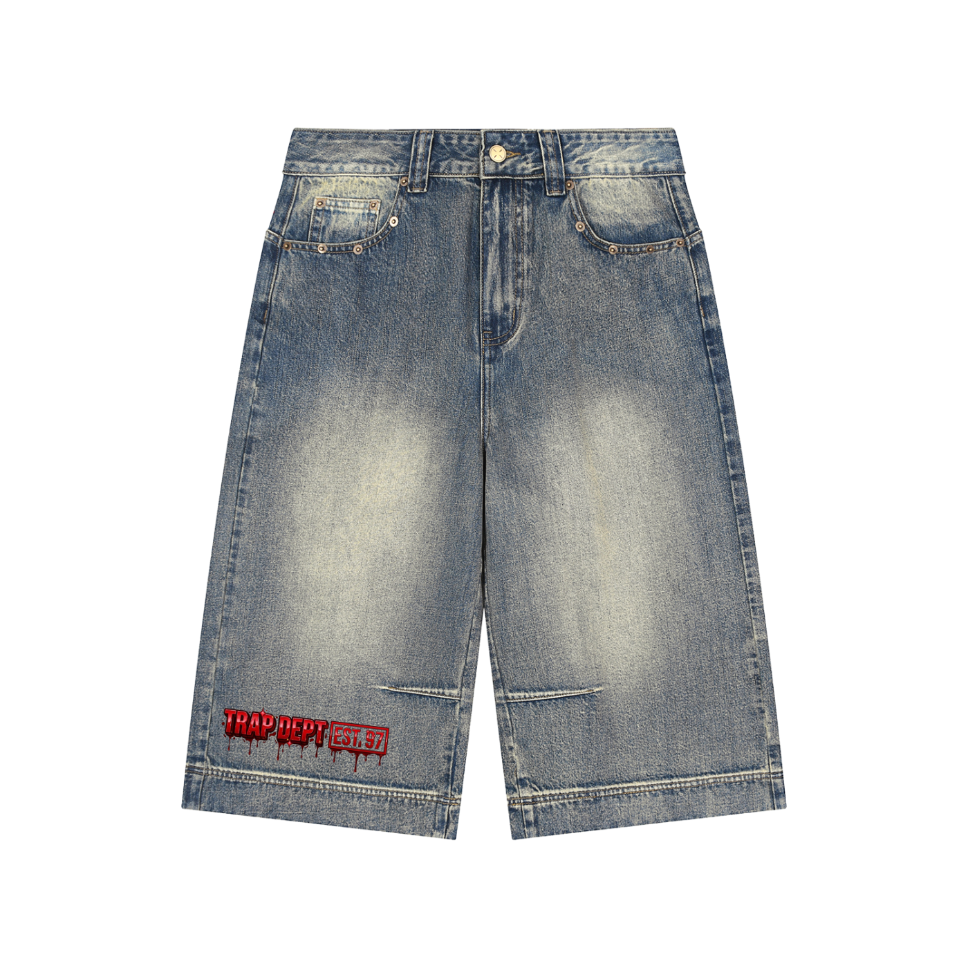 Vintage Wash Baggy Denim Shorts