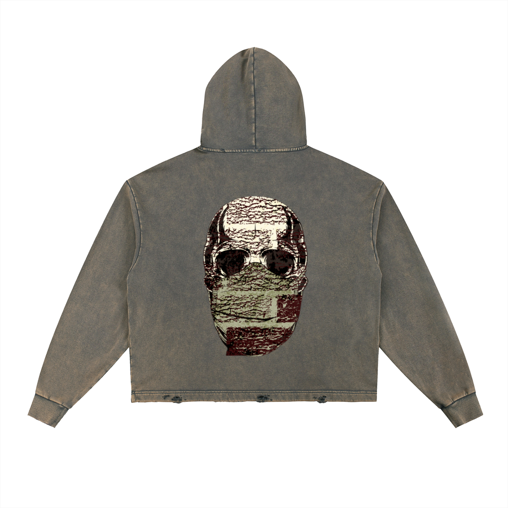 Vintage Washed Frayed-Hem Hoodie
