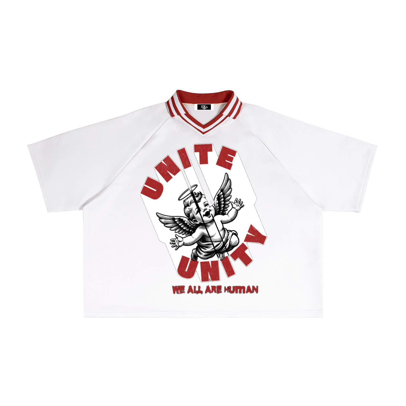Contrast Lapel Collar Boxy T-Shirt