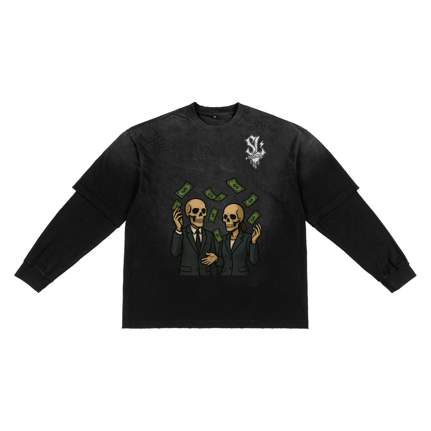 Sunfade Hand-Frayed Faux Two-Piece T-Shirt