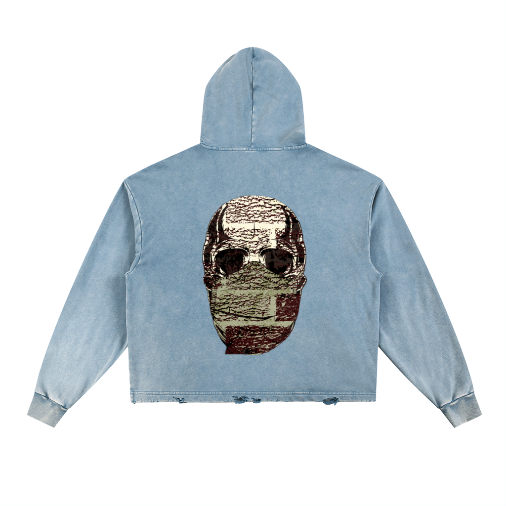 Vintage Washed Frayed-Hem Hoodie