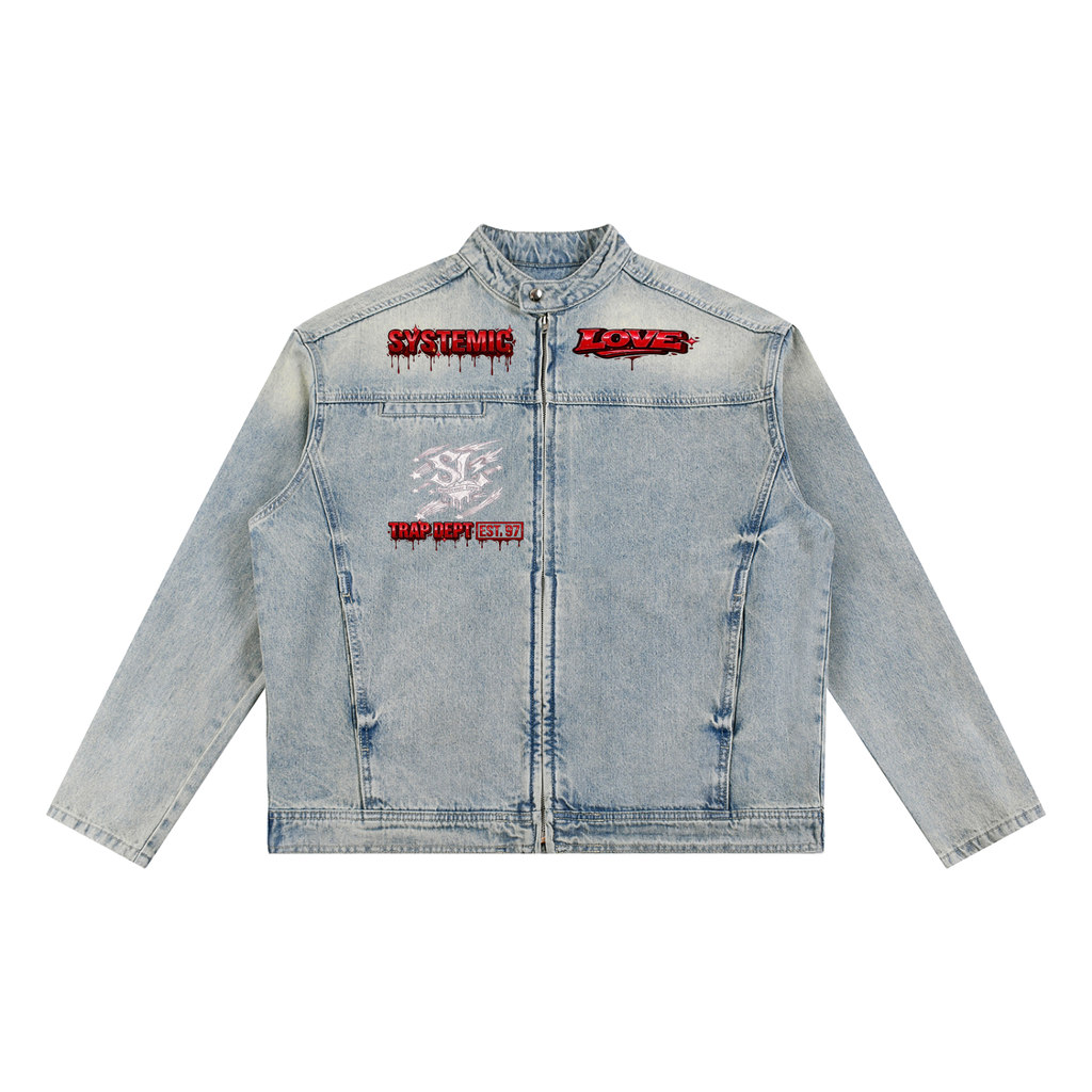 Vintage Wash Zip Denim Jacket