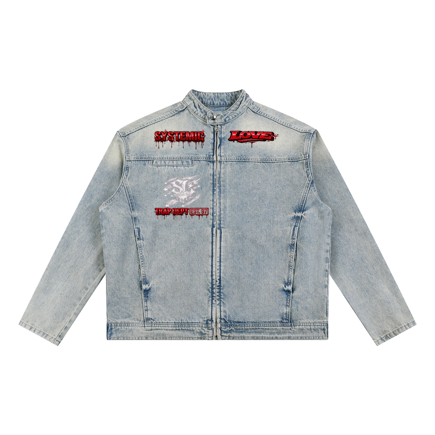 Vintage Wash Zip Denim Jacket