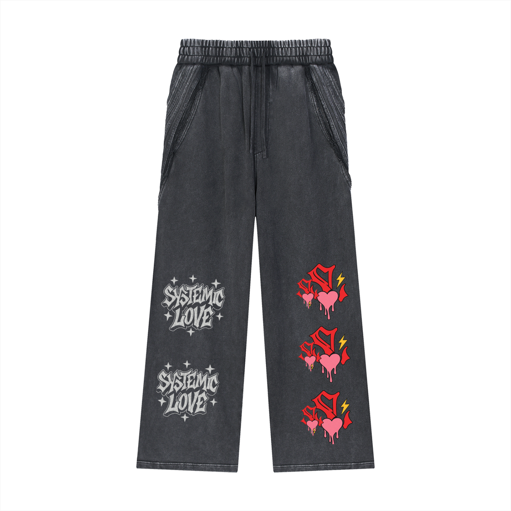 Snow Washed Tape Raw Edge Sweatpants