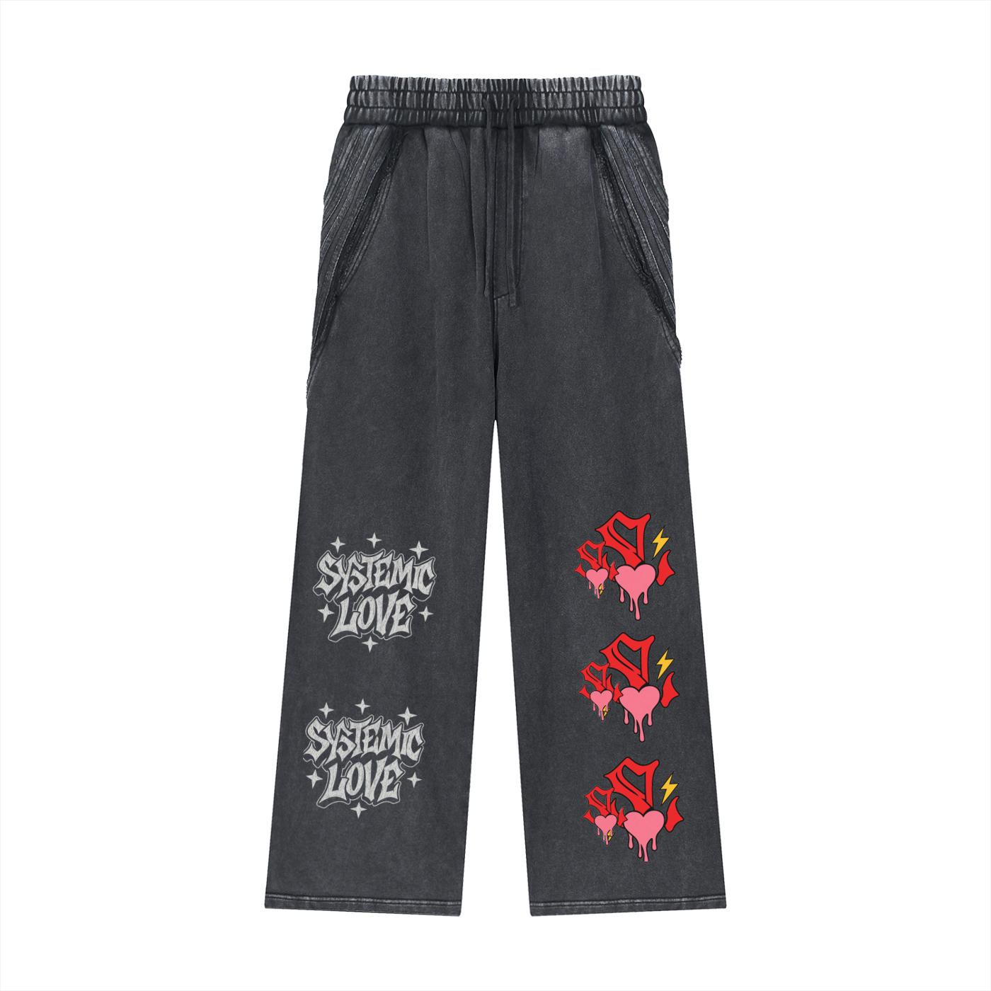 Snow Washed Tape Raw Edge Sweatpants