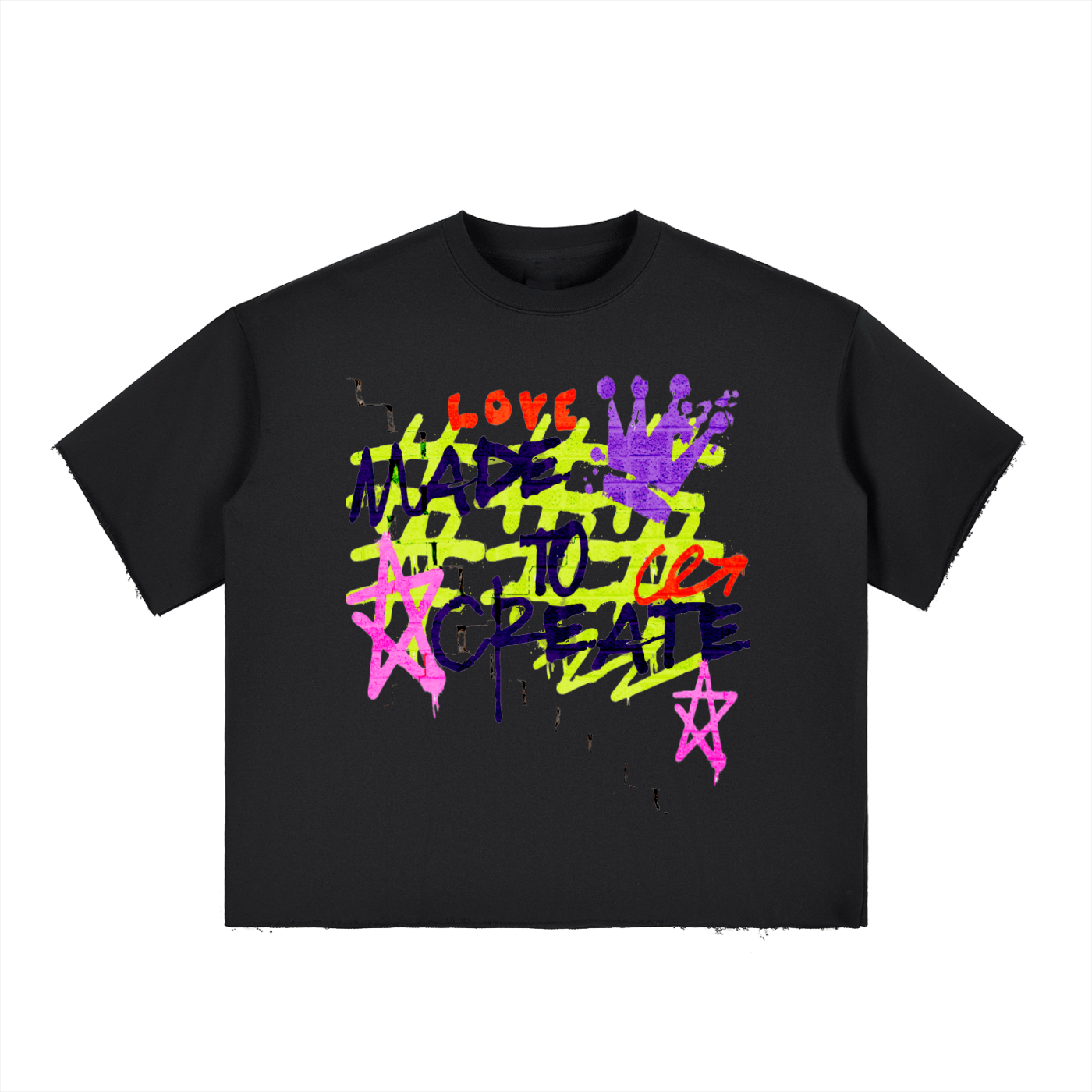 Boxy Half-Sleeve Raw-Edge T-Shirt