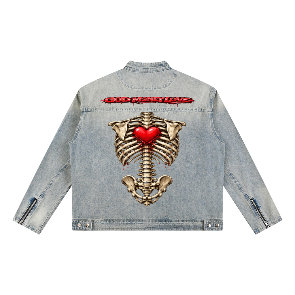 Vintage Wash Zip Denim Jacket
