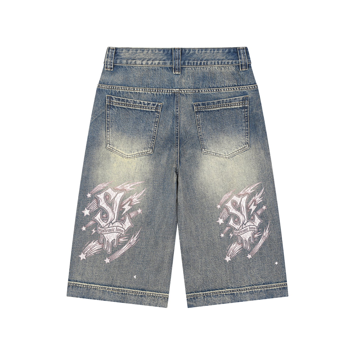 Vintage Wash Baggy Denim Shorts
