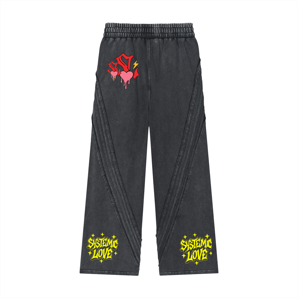 Snow Washed Tape Raw Edge Sweatpants